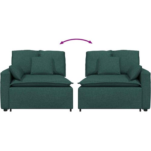  Modularni kauč s naslonom za ruke i jastucima tamnozelene boje 100 cm Slike