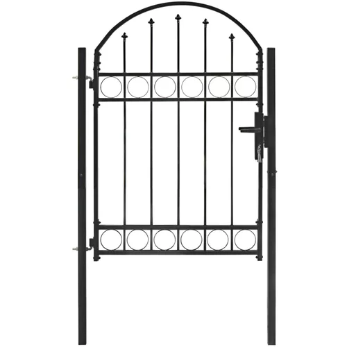  Vrata za ogradu s lučnim vrhom čelična 100 x 125 cm crna
