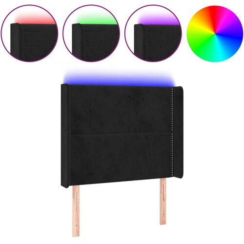 Maison Chic led posteljno vzglavje - vzglavna omarica - nočna omarica črno 93x16x118/128 cm žamet, (21712461) Slike