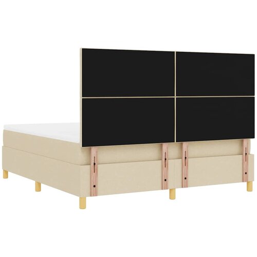  LED Box Spring Krevet s uzglavljem Krema 180 x 200 cm tkanina Slike