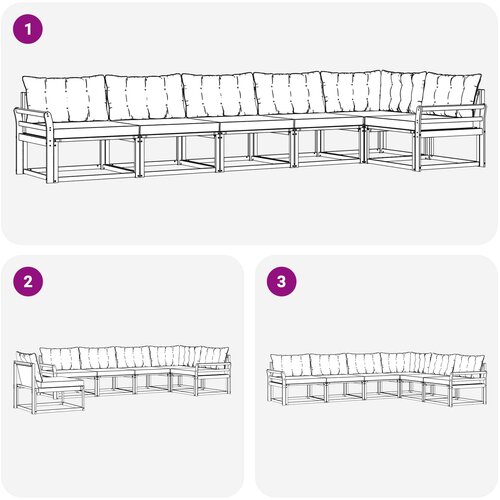  Set vanjskih sofa 6 kom. Prirodna i krem Smeđa 408 x 170,5 x 73 cm Slike