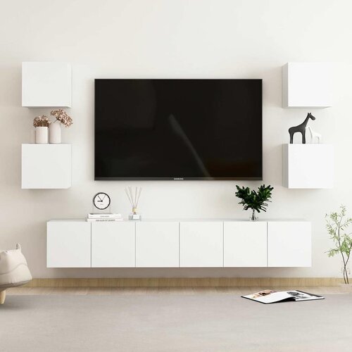  7-dijelni set TV ormarića bijeli od konstruiranog drva Slike
