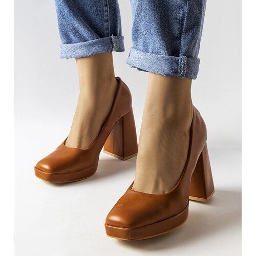 Gemre Brown high block heel pumps Mailly Cene