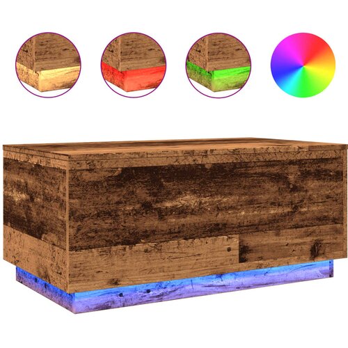 Maison Chic Klubska mizica - kavna mizica - Nizka mizica z LED lučkami starinski les 90x50x40 cm, (21752709) Cene