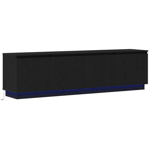 vidaXL TV komoda s LED svjetlom Crni hrast 180x38x49 cm Konstrukcijsko drvo Cene