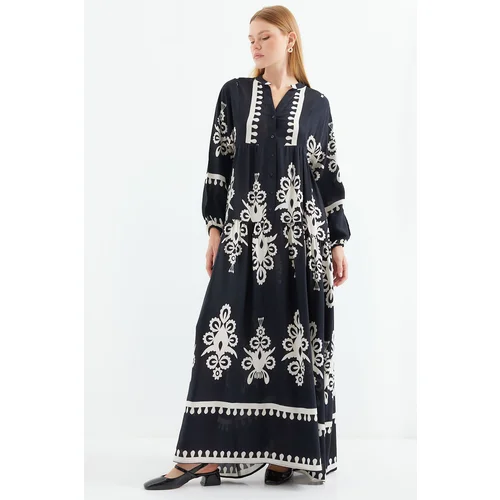 Bigdart 2423 Authentic Patterned Dress - Black