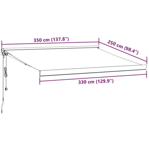 VidaXL Tenda na uvlačenje antracit-bijela 3 5x2 5 m tkanina i aluminij Slike