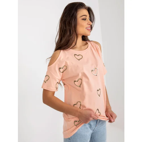 Fashion Hunters Peach blouse with heart print