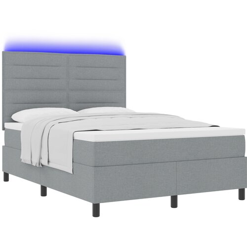vidaXL Posteljna vzmetnica z vzmetnico in LED svetlobo svetlo siva 140x190 cm tkanina, (22067419) Cene