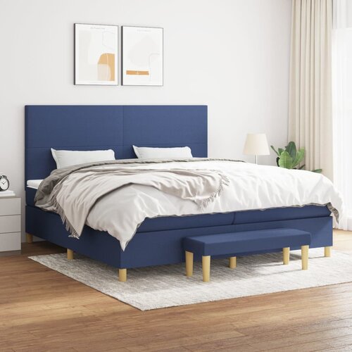 The Living Store Box spring postelja z vzmetnico moder 200x200 cm blago - Box Spring Postelja, (21511875) Cene