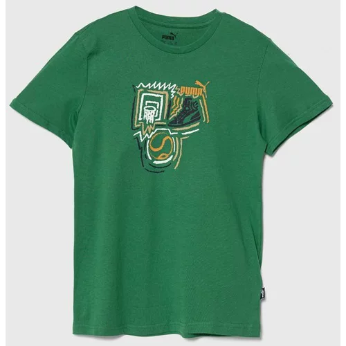Puma Otroška bombažna kratka majica GRAPHICS Year of Sports B zelena barva