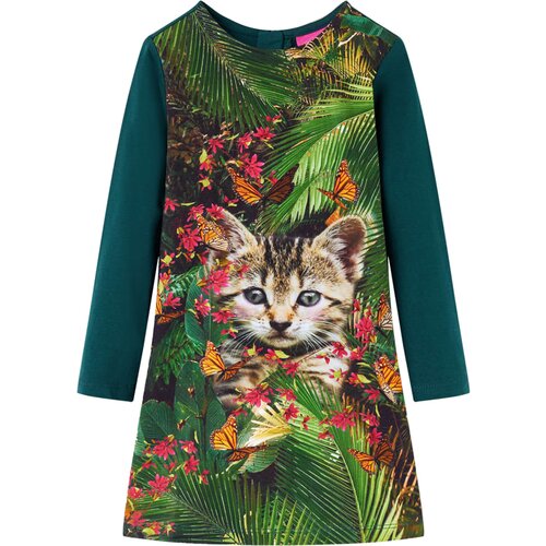 VidaXL Dječja haljina s dugim rukavima tamnozelena 104 Slike