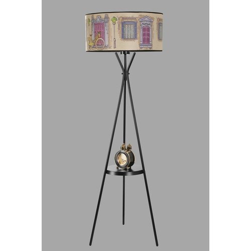 Opviq Venedik sehpalı siyah lambader silindir 01 abajurlu Multicolor Floor Lamp Slike