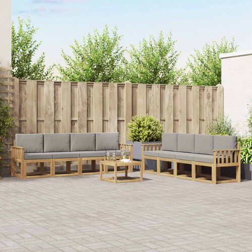  Set vanjskih sofa 9 pcs Bijela i svjetlosiva Poliester Cijene