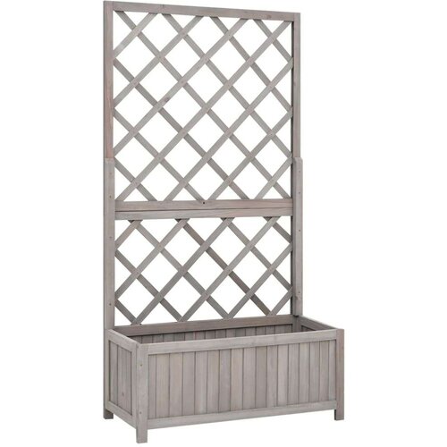 vidaXL vrtna sadilica s rešetkom siva 70x30x135 cm od masivne jelovine Cene