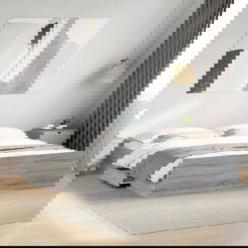 Furnova Posteljni okvir s predali siva sonoma 200x200 cm inženirski les, (21936201) Slike