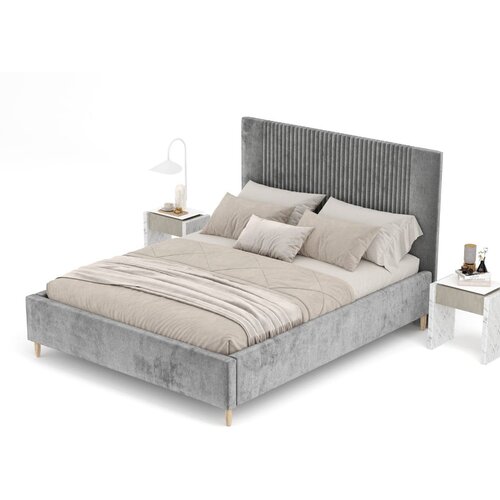 Maison de R&amp;ecirc;ve Sivi tapecirani bračni krevet s prostorom za odlaganje s podnicom 160x200 cm Etero &amp;ndash; Slike