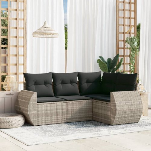  4-dijelni set vrtnih sofa s jastucima svijetlosivi poliratan Cene