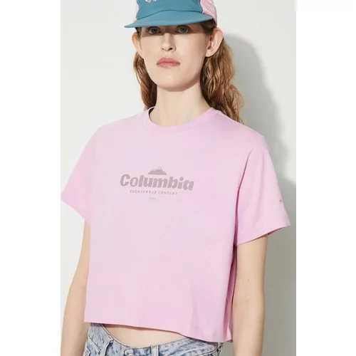 Columbia Pamučna majica za žene, boja: ružičasta