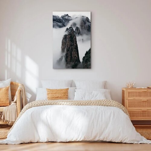 Slika - High Mountains in Mist (1-part) - Landscape of Clouds Amid Rocks 40x60 Premium Print Slike