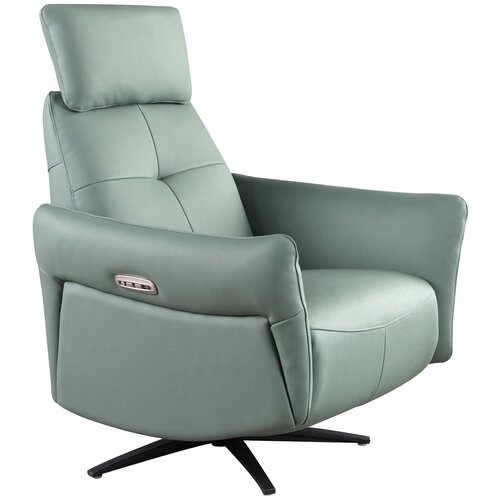 Angel Cerdá Turquoise green leather swivel relax armchair, (5000076650) Cene