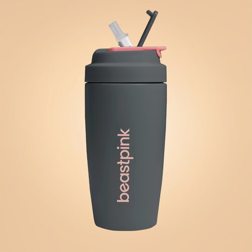 BeastPink Thermo Mug termo lonček s slamico barva Grey 500 ml Slike