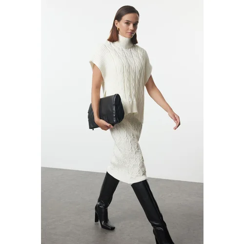 Trendyol Ecru Maxi Knitwear Soft Textured Sweater Dress