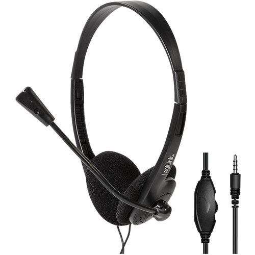 Logilink Stereo headset, 1x 3.5 mm headphone jack, boom microphone, eco box Cene