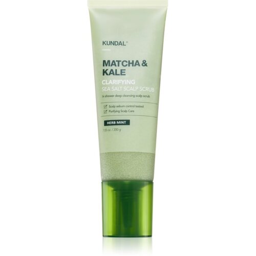 KUNDAL Matcha &amp;amp; Kale Herb Mint piling za či&amp;scaron;ćenje za kosu i vlasi&amp;scaron;te 200 g Slike