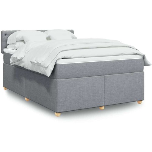 VidaXL krevet box spring s madracem svjetlosivi 140x200 cm od tkanine Slike