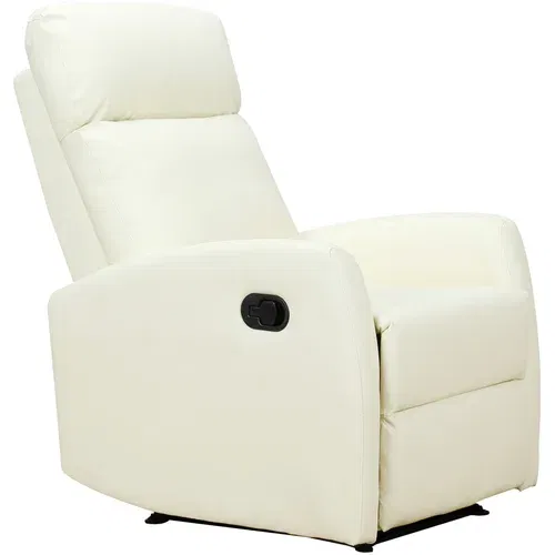 HOMCOM Relax fotelj nagibni 170° z nastavljivim naslonom za noge Ergonomsko usnje 65 × 92 × 100 cm krem barve, (20745051)