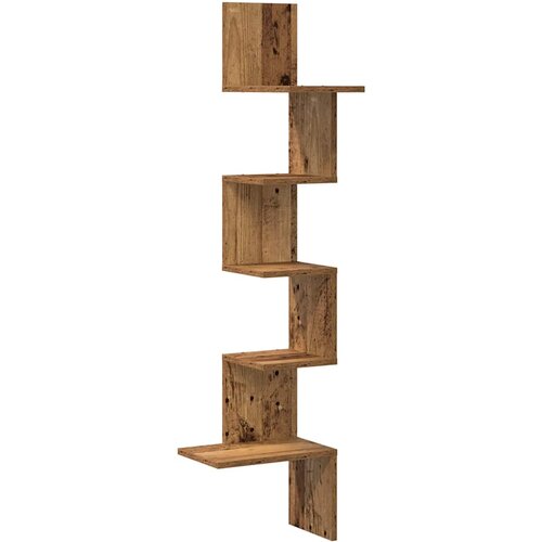  Kutna zidna polica boja drva 32x32x127,5 cm konstruirano drvo Slike