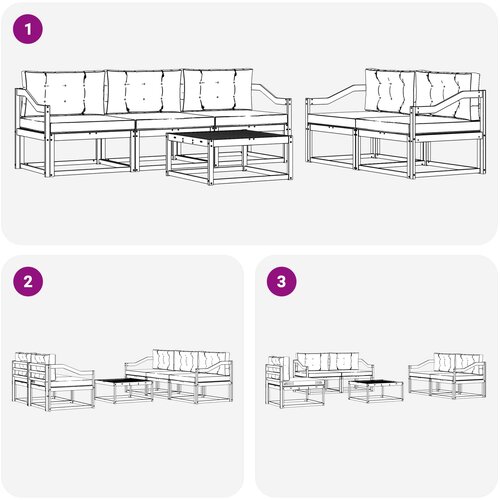  Set vanjskih sofa 6 kom. Bijela i svjetlosiva Slike