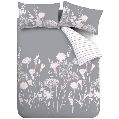 Catherine Lansfield Siva enojna posteljnina 135x200 cm Meadowsweet Floral – Cene