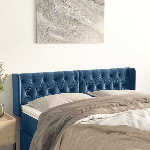  Vzglavje z u&amp;scaron;esi temno modro 163x16x78/88 cm žamet, (20792969) Slike