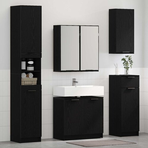  Set namještaja za kupaonicu 3 kom. Crni hrast Crna 64,5 x 33,5 x 59 cm Cene