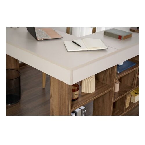 Hanah home Pisalna miza v orehovem dekorju 120x130 cm Vesper &amp;ndash; Slike