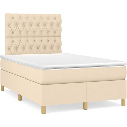  The Living Store Box spring postelja z vzmetnico krem 120x190 cm blago - Box Spring Postelja, (21441613) Cene