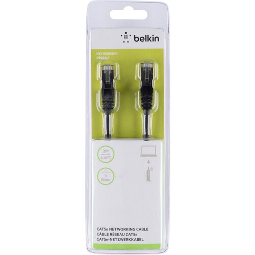 Belkin A3L793BT02MBKHS RJ45 omrežni kabel\, Patch kabel CAT 5e S/FTP 2.00 m črna z za&scaron;čitnim zapornim zatičem 1 kos, (20415363) Cene