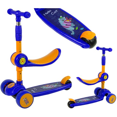 Lean Toys Trikolesni skiro in poganjalec z lučkami in glasbo Modra lea Slike