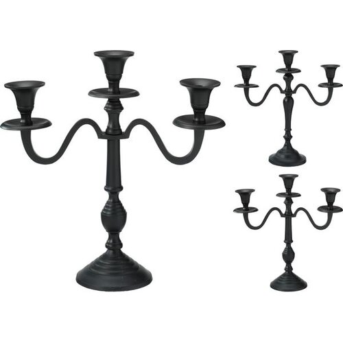  SVIJEĆNJAK 30CM ZA 3 SVIJEĆE CRNI SORTO Cijene