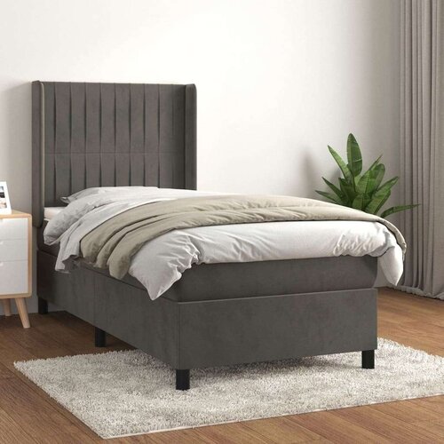 Box spring krevet s madracem tamnosivi 90x200 cm bar&amp;scaron;unasti Slike