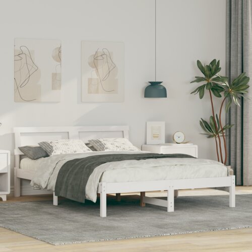 vidaXL Konstrukcija postelje Bela 120 x 200 cm Masivno borovo les Cene