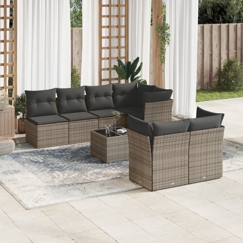 VidaXL 8-dijelni set vrtnih sofa od poliratana s jastucima sivi Slike