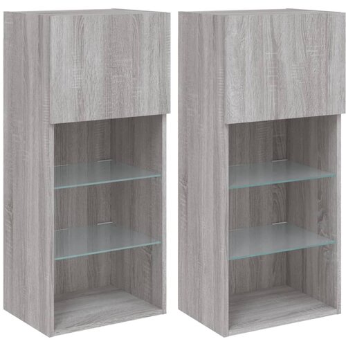 vidaXL TV omarica z LED lučkami 2 kosa siva sonoma 40,5x30x90 cm, (20977871) Cene