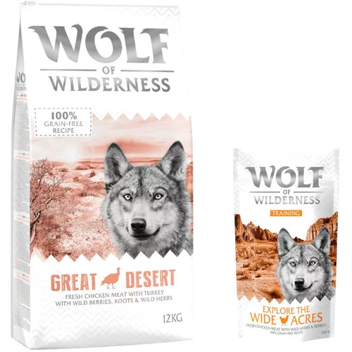 Wolf of Wilderness 12kg + 100g Snack "Explore the Wide Acres" piletina gratis! - Great Desert - puretina