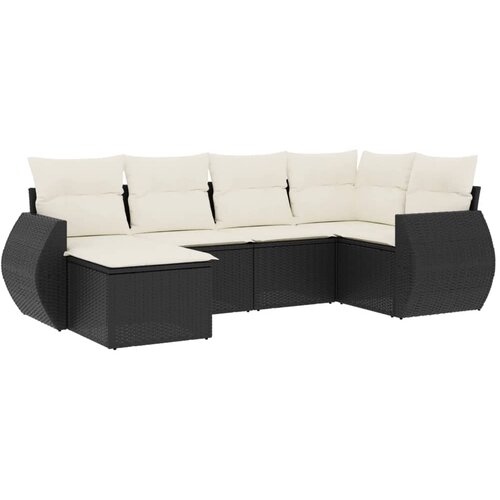  6-dijelni set vrtnih sofa s jastucima crni od poliratana Crna 55 x 55 x 37 cm Slike