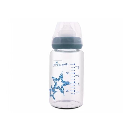 Lorelli STAKLENA FLASICA 120ml SA ANTI-COLIC CUCLOM - BLUE STARS (10200870004) Cene