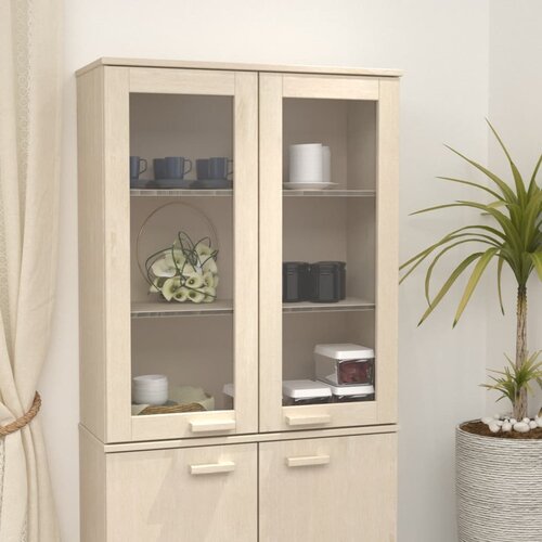 The Living Store Zgornja omarica HAMAR medeno rjava 85x35x100 cm trdna borovina - Zgornja Omarica, (21430070) Slike