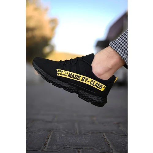 Riccon Black Yellow Men's Skin Sneaker 0012SANTO